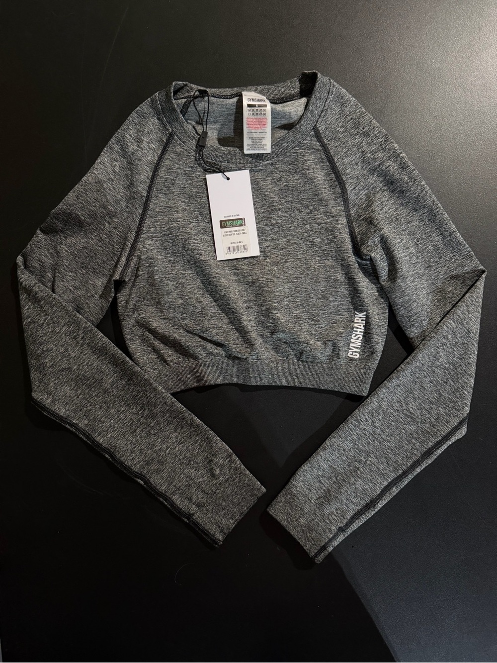 Gymshark Grey Heather Cropped Long Sleeve Performance Top